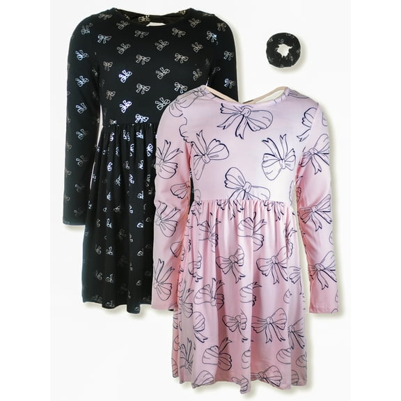 Limited Too Girls' 3-Piece Bows T-Shirt Dress Set Outfit Color: black Size: 4t