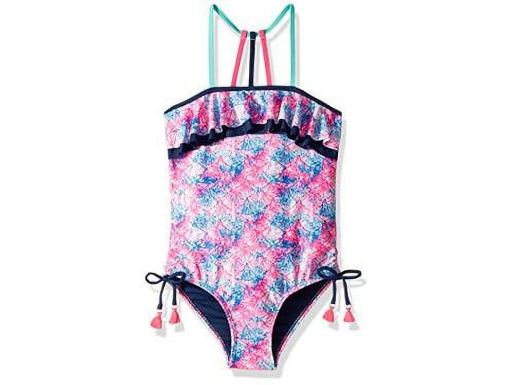 Limited Too Girls 7 16 Ruffle Print Swimsuit Navy 78