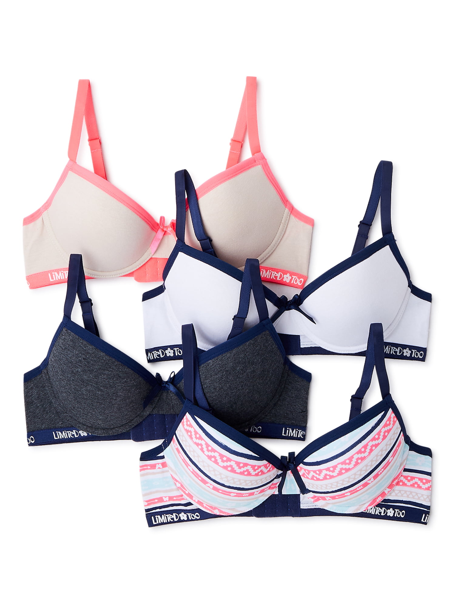 Limited Too Girls Molded Cup Bras 4-Pack, Sizes 32A-30B