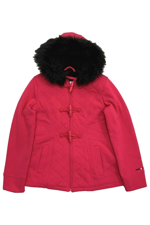 Girls Pink Quilted Hooded Sherpa Lined Winter Coat Jacket 10-12