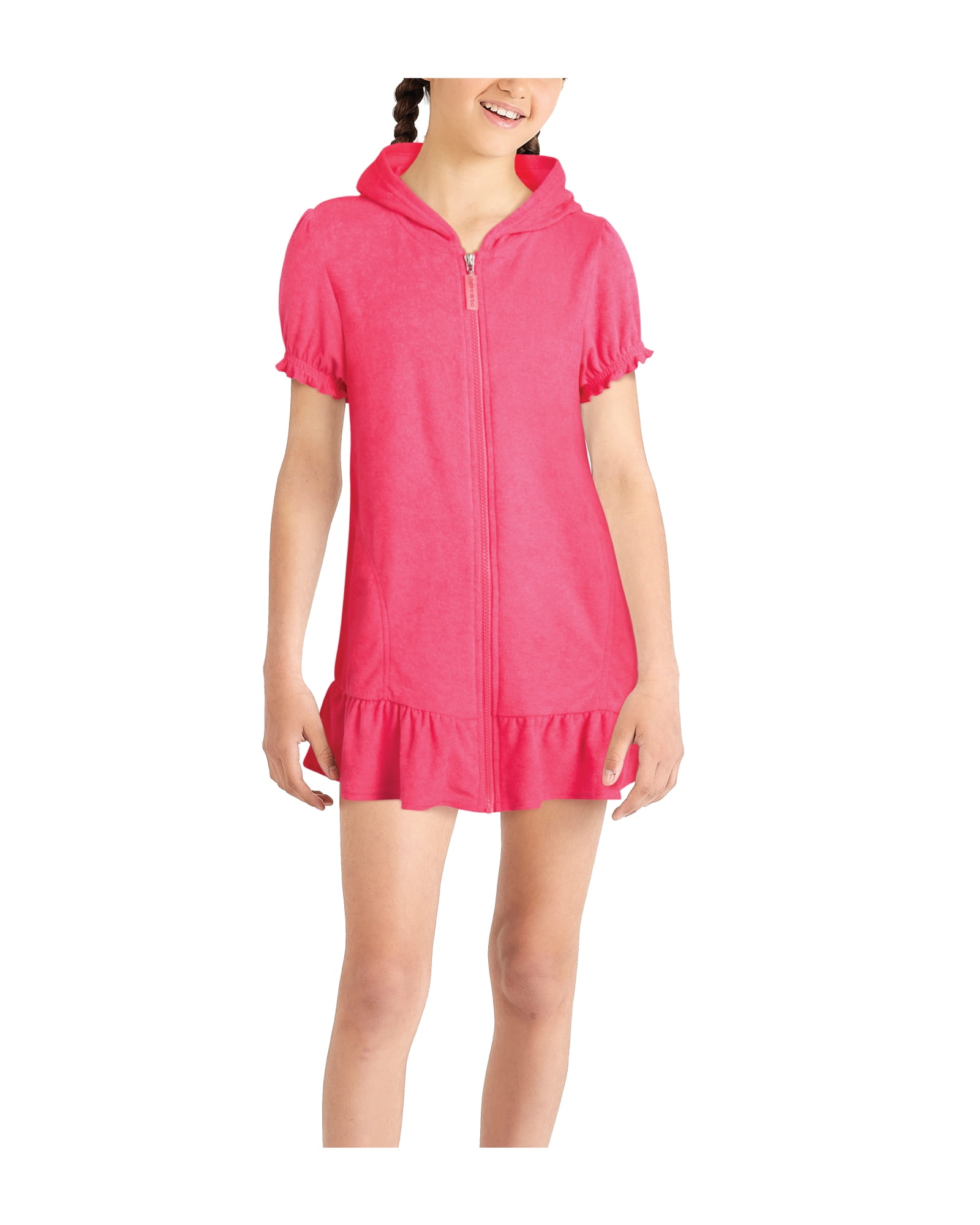 Limited Too Girls' Swim CoverUp UPF 50+ French Terry Hooded ZipUp