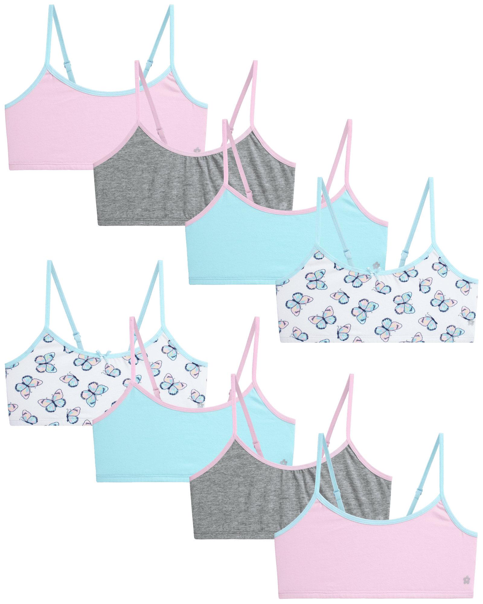 INNERSY Girls Wireless Bras Comfortable Cotton Little Girls Training Bras 3  Pack (M, Salmon/White/Mint Blue)