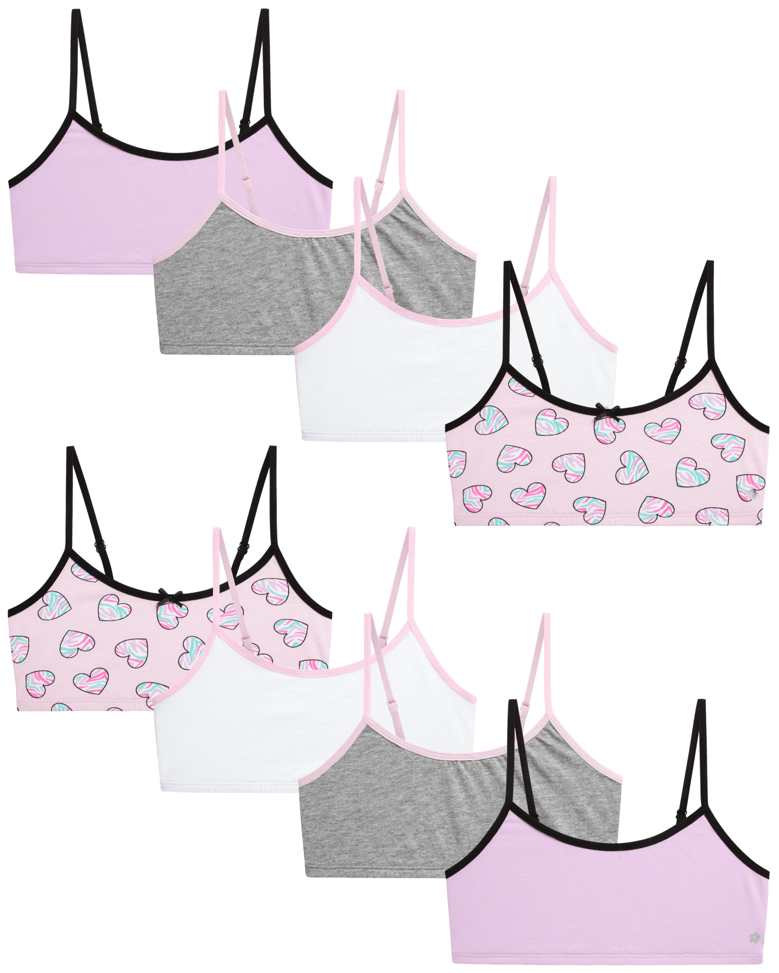 Limited Too Girls' Training Bra - 8 Pack Stretch Cotton Crop Cami