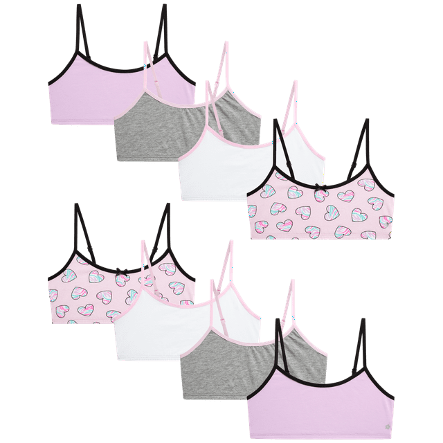 Limited Too Girls' Training Bra 8 Pack Stretch Cotton Crop Cami