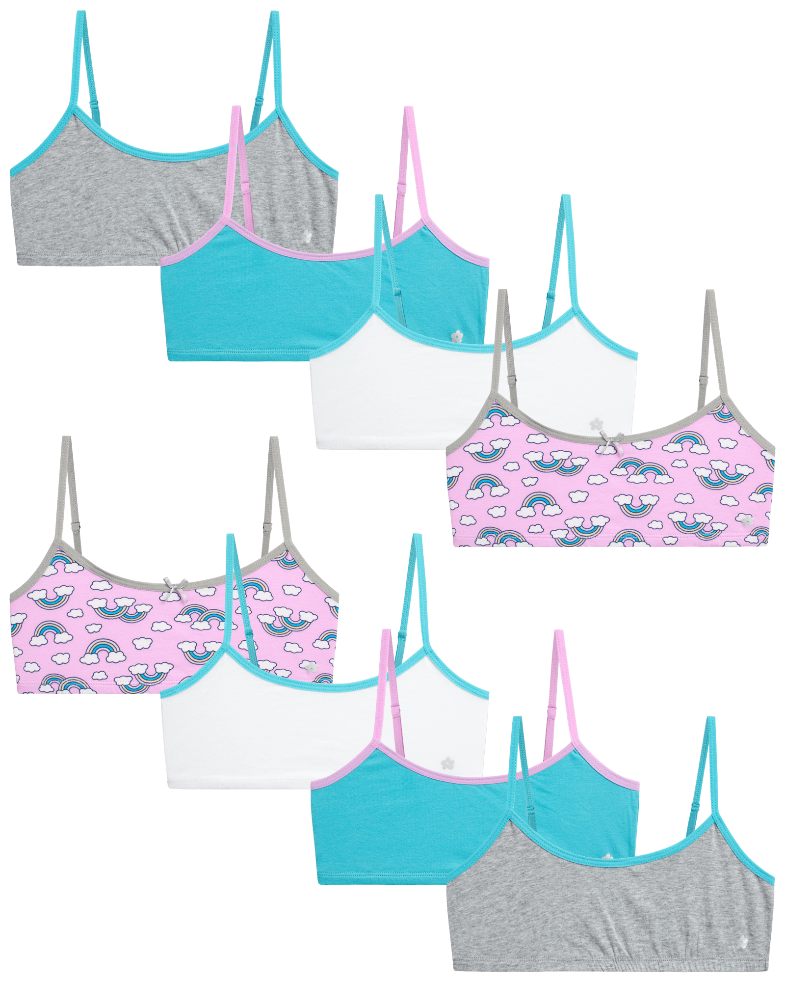 Limited Too Girls' Training Bra - 8 Pack Stretch Cotton Crop Cami