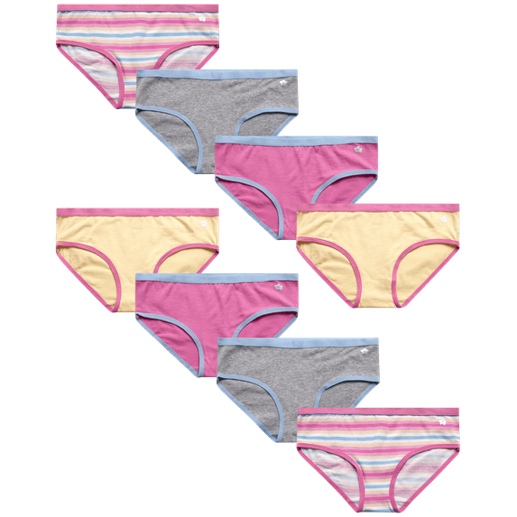 Limited Too Girls' Underwear - 100% Cotton Hipster Briefs for Girls - 8 Pack Panties (6-14)