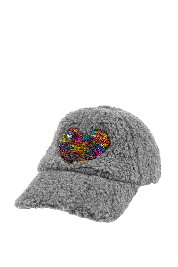 Sherpa Baseball Cap With Flip Sequin Icon