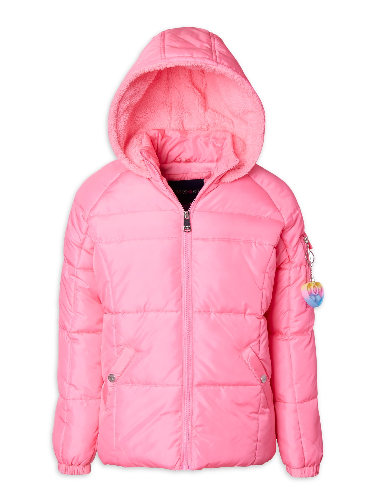 Limited Too Toddler Girl Puffer Jacket with Sherpa Fleece Hood Lining