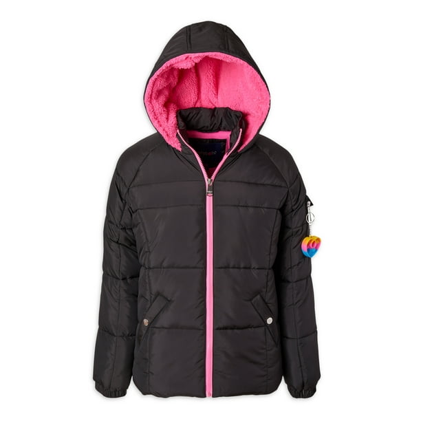 Limited Too Toddler Girl Puffer Jacket with Sherpa Fleece Hood Lining