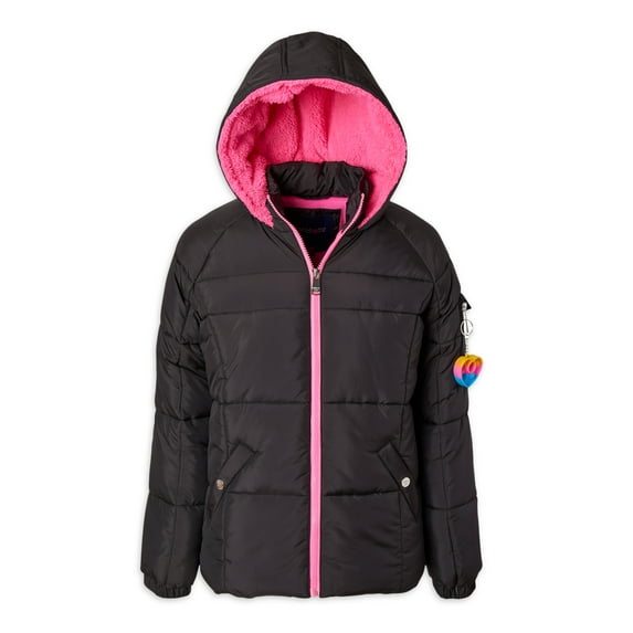 Limited Too Toddler Girl Puffer Jacket with Sherpa Fleece Hood Lining, Sizes 2T-4T