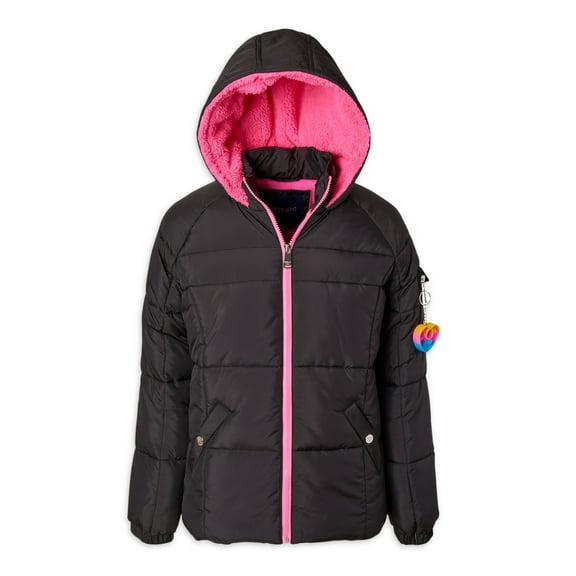 Limited Too Toddler Girl Puffer Jacket with Sherpa Fleece Hood Lining, Sizes 2T-4T