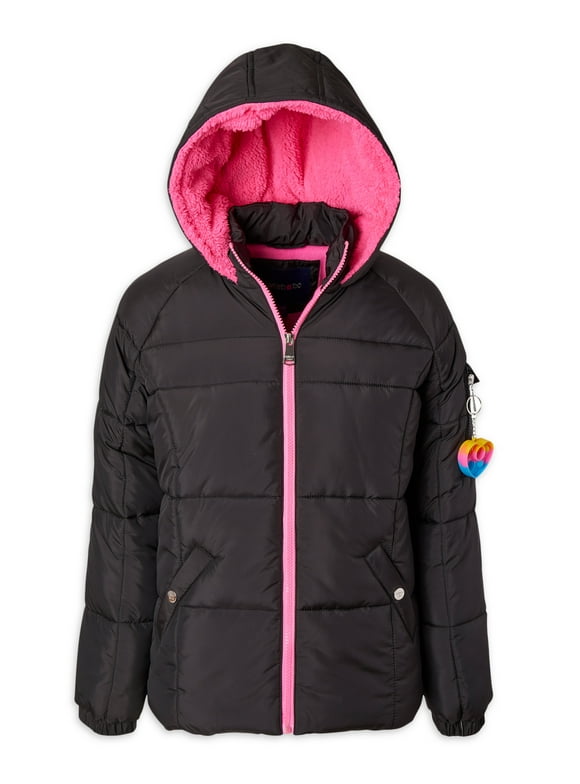 Limited Too Toddler Girl Puffer Jacket with Sherpa Fleece Hood Lining, Sizes 2T-4T