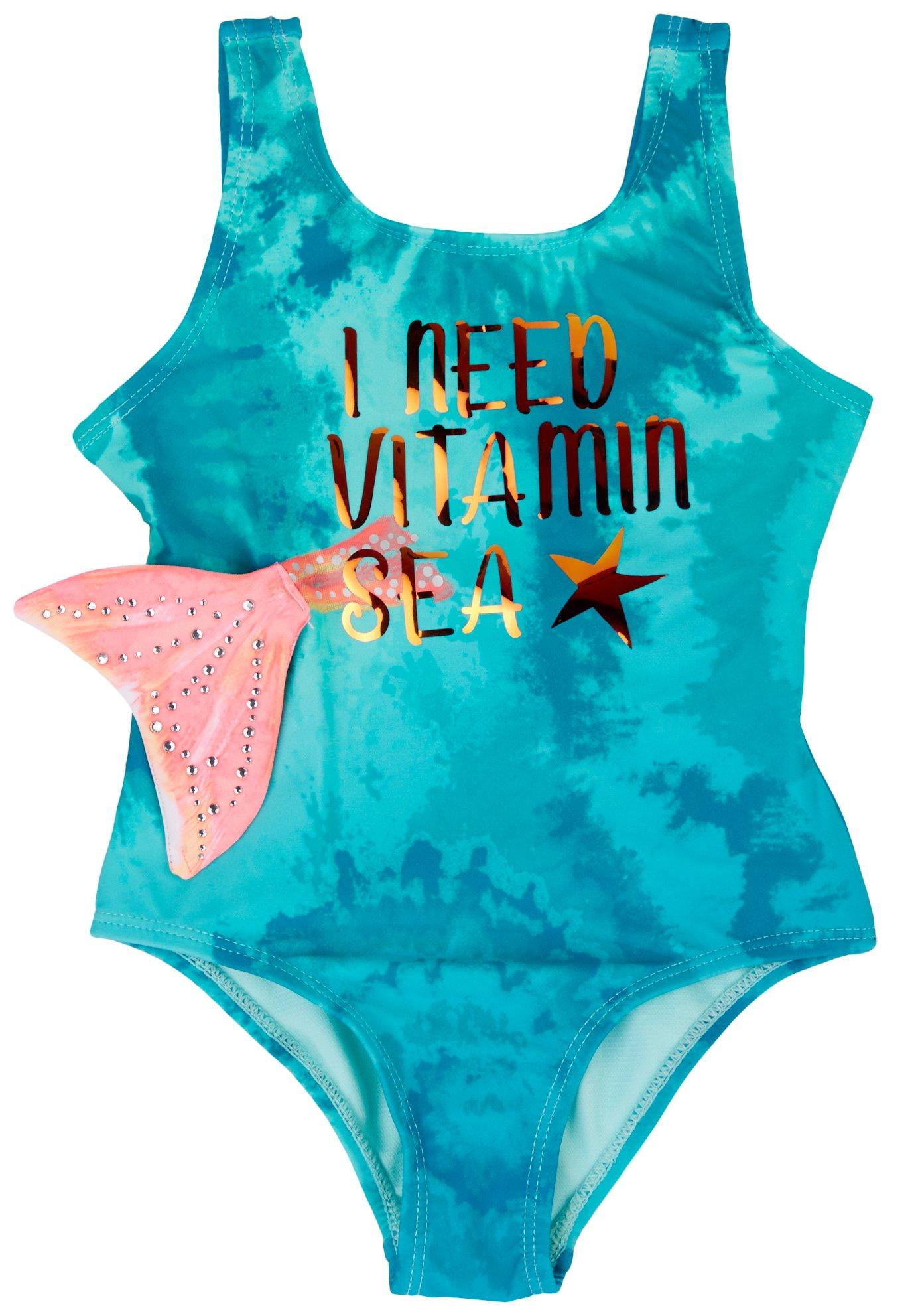 Limited Too Toddler Girls I Need Vitamin Sea Swimsuit 2T Green