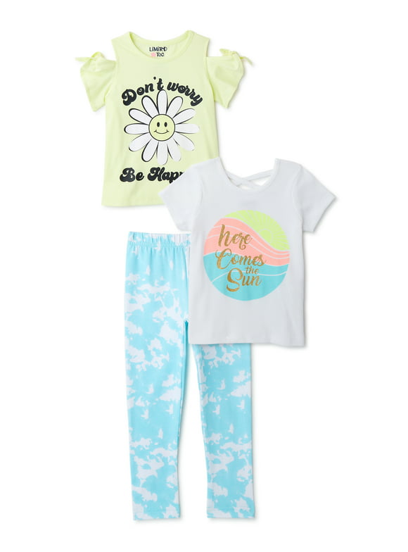Limited Too Toddler Girls' Tees and Leggings Set, 3-Piece