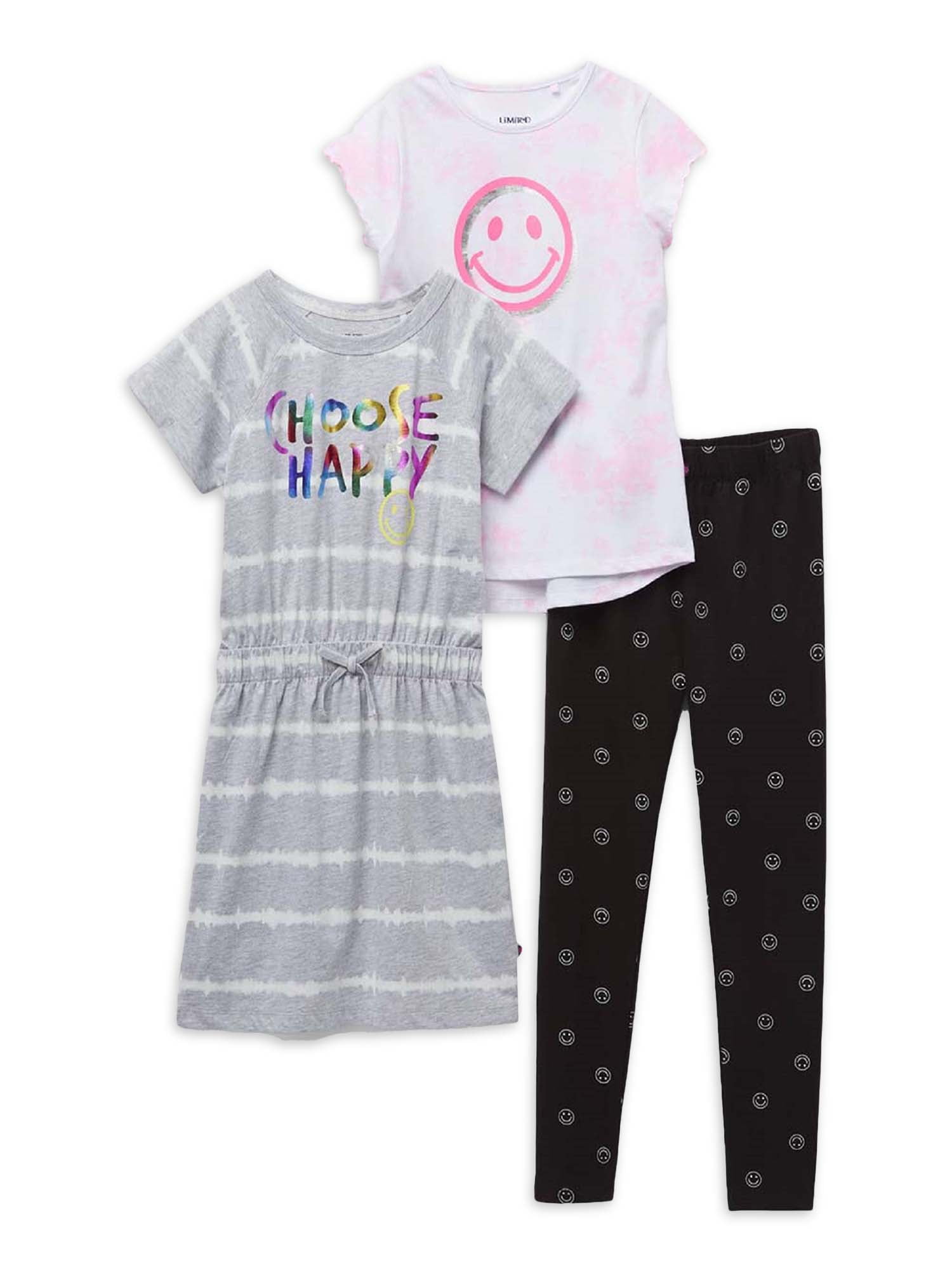 Limited Too Toddler Girls Top, Dress and Leggings Outfit Set, 3Piece, Sizes 2T4T