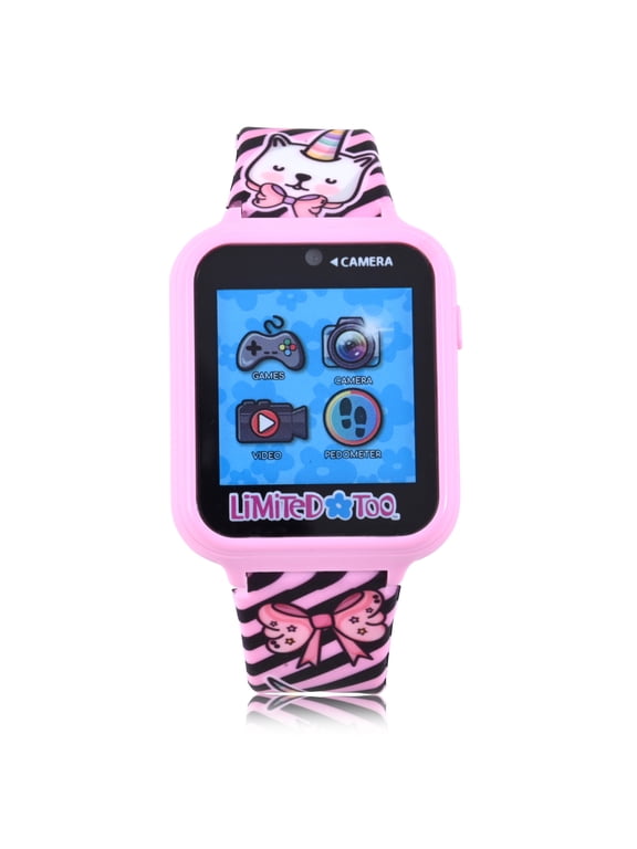 iTime Smartwatch with Pink and Black Stripe Unicorn and Cat Print Silicone Strap, LMT30076