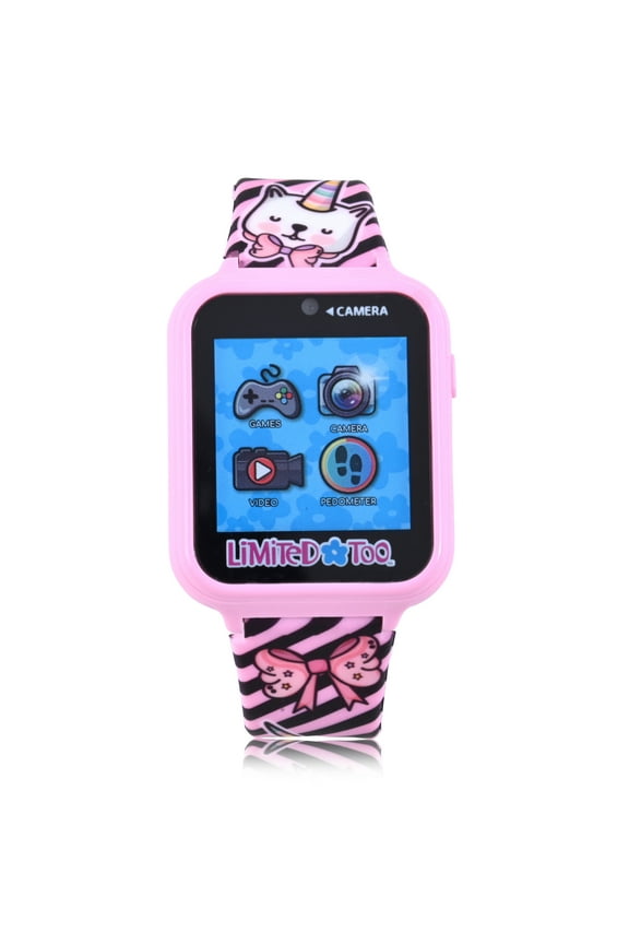 iTime Smartwatch with Pink and Black Stripe Unicorn and Cat Print Silicone Strap, LMT30076