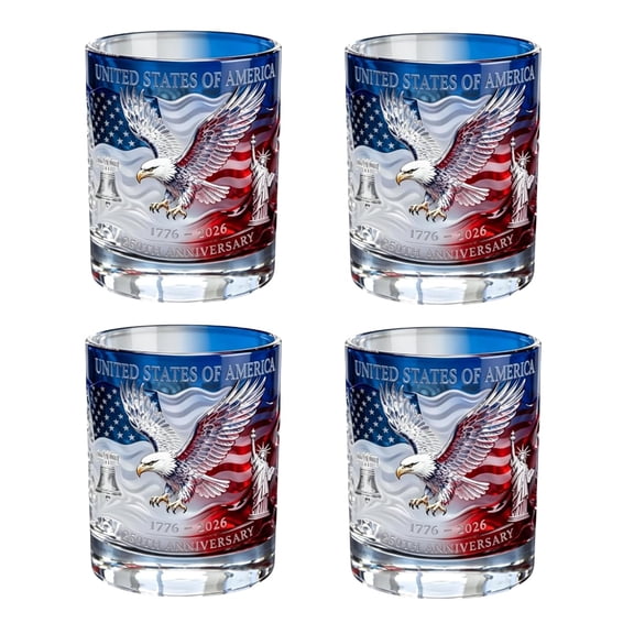 Limited edition 2026 usa 250th anniversary commemorative glass-1776-2026 Heritage Edition Patriotic Bottle Decanter Glassware Set America United States Eagle Flag Mug Cup Tumbler