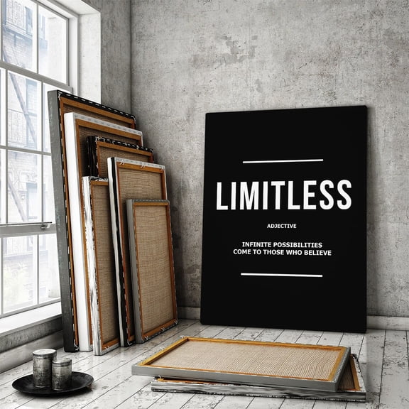 Limitless Adjective Wall Art Modern Office Decor Definition Poster Unlimited Poster, Endless Motivational Infinite Sign, Believe Quote Home Decor, 24x36 UNFRAMED