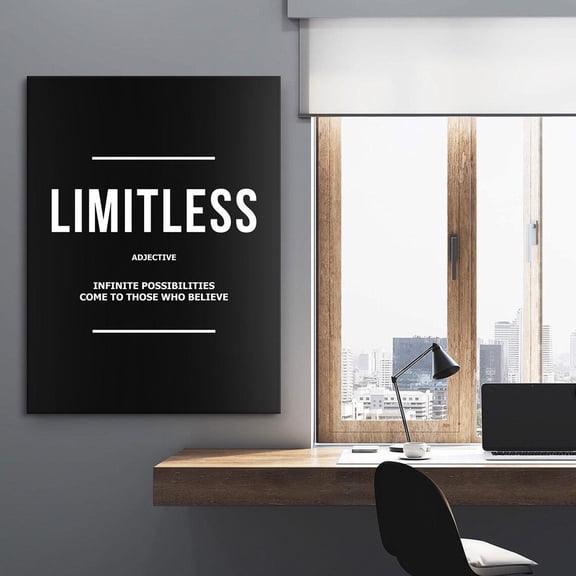 Limitless Adjective Wall Art - Modern Office Decor Poster Motivational Quote For Endless Inspiration Home Decor, 8x12 UNFRAMED