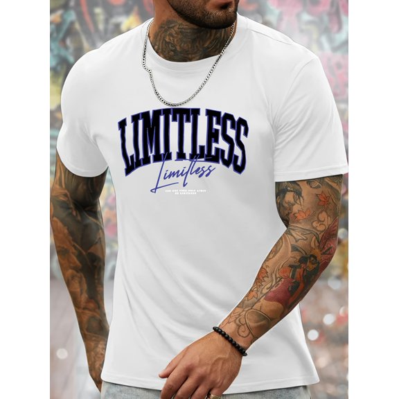Limitless Print Men's Breathable Short Sleeve Shirts Sports Top For Athletic Gym Bodybuilding Workout Running Training Men's Clothing