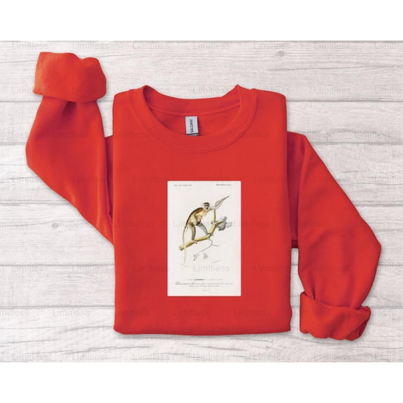 Limitless75 Monkey Grivet Illustrated Vintage Style Graphic T-Shirt, SW, Hoodie Now, for Unisex, up to size 5XL.