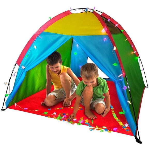 LimitlessFunN Rainbow Kids Play Tent | Includes Star Lights & Carrying Case |, Children Dome Playhouse for Boys, Toddlers, Indoor & Outdoor, 48" D x 48" W x 36" H