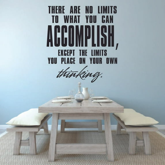 No Limits To What You Can Accomplish Quote Positive Life Motivation Inspiration Quotes Saying Wall Art Sticker Designs Vinyl Stickers For Home Walls Rooms Windows Bedroom Decoration Size (40x40 inch)