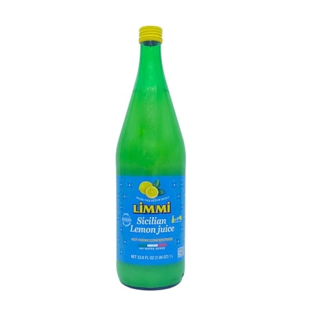 Limmi Sicilian Lemon Juice, 33.8 fl oz (1L) Glass Bottle, 100% Freshly Squeezed, Not from Concentrate