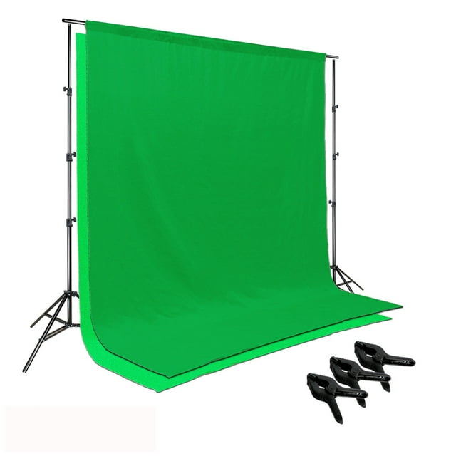 LimoStudio 9 x 15 ft. Green Chromakey Muslin Backdrop Background Screen for Photo Video Studio, 3 x Backdrop Clamp, LIWA31