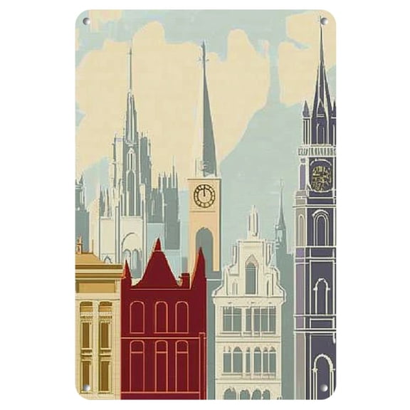 Limoges Skyline Iron Wall Art, 8x12 Inch - Frameless Poster for Home Decor