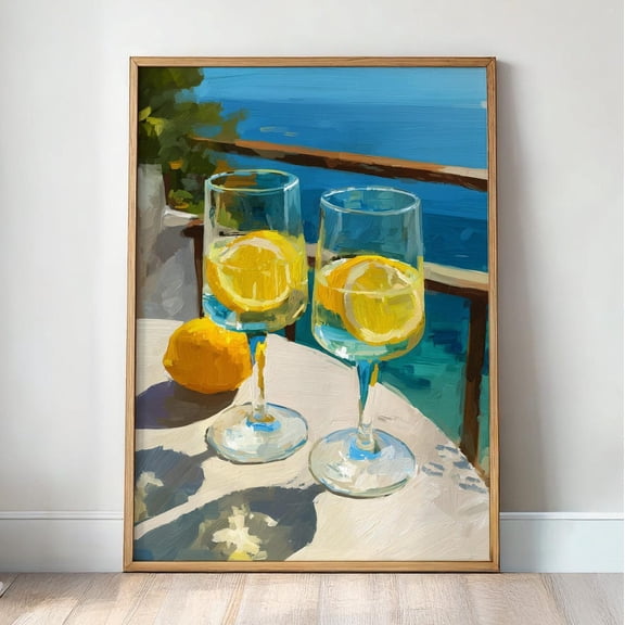 Limoncello Balcony Ocean View Poster, Unframed Paper Poster 8x10in