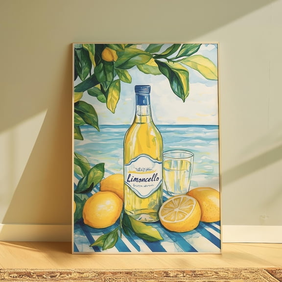 Limoncello Italian Coastal Summer Wall Art, Unframed Paper Print Size 16x24