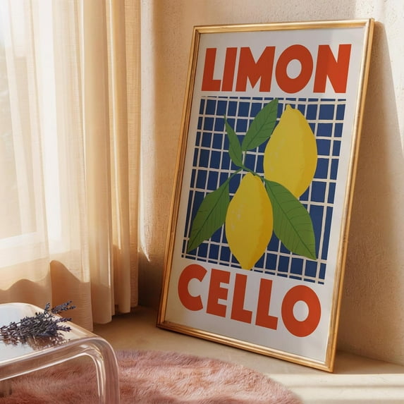 Limoncello Kitchen Poster, Colourful Lemon Wall Art, Kitchen Dining Room Poster Home Decor, 12x18 UNFRAMED