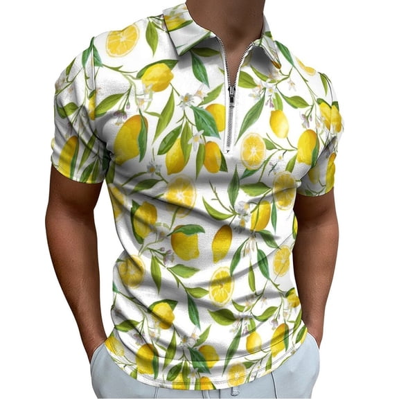 Limoncello, Lemon Vine Men Zipper T-shirt Summer Casual Short Sleeve T-shirt Top