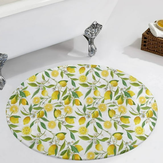 Limoncello, Lemon Vine Round Carpet Circle Rug Outdoor Patio Area Rug Washable Large Area Rugs Hallway Room Decor Fitness Mats