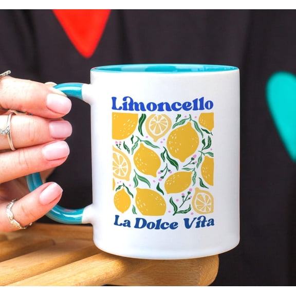 Limoncello Mug, La Dolce Vita Coffee Cup, Italian Lemon Lover Gift, Mediterranean Ceramic Mug, Yellow Kitchen DE1cor, ItalianThemed Mug