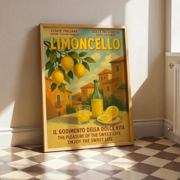 Limoncello Poster, Amalfi Coast Kitchen Wall Art