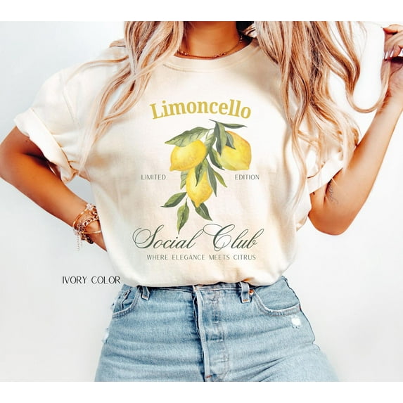 Limoncello Social Club T-Shirt, Italian Girl Lemon Tee, Amalfi Coast Outfit Shirt, Summer Italian Style Top, Lemon Lover Gift Tee