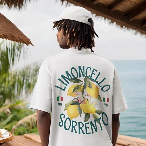 Limoncello Sorrento Lemon Graphic Tee Italian Citrus Cocktail Artwork Amalfi Coast Travel Aesthetic Mediterranean Vacation Comfort Colors Unisex Cotton T-Shirt, Sizes S-3XL