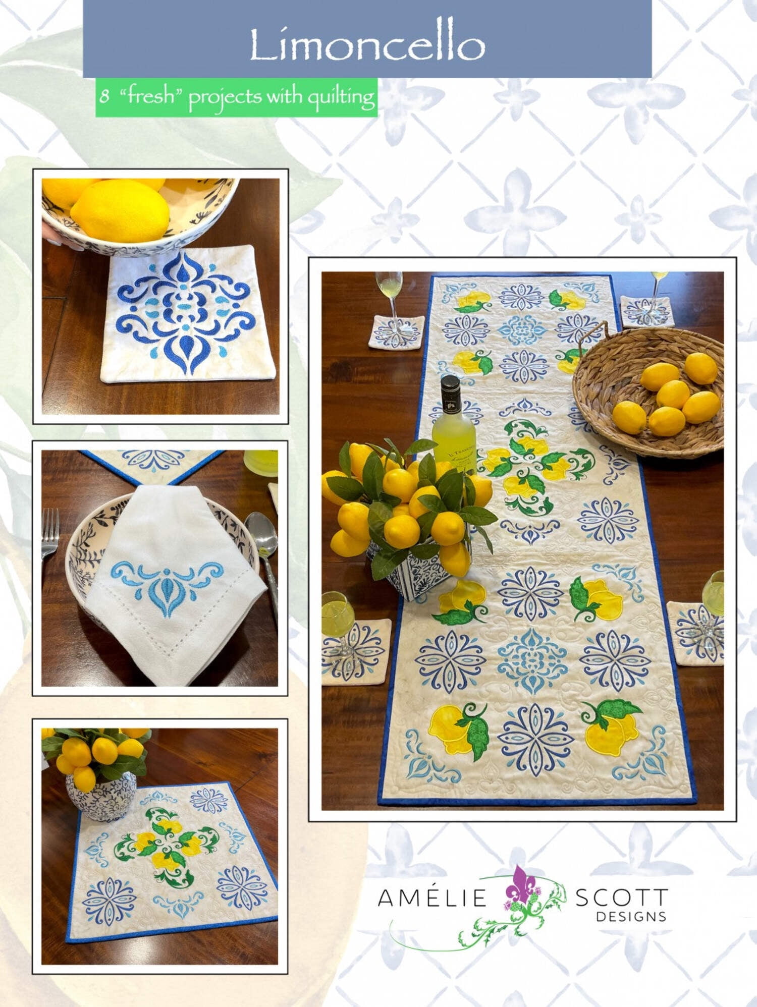 Limoncello Table Set Quilt Pattern Book from Amelie Scott Designs ...