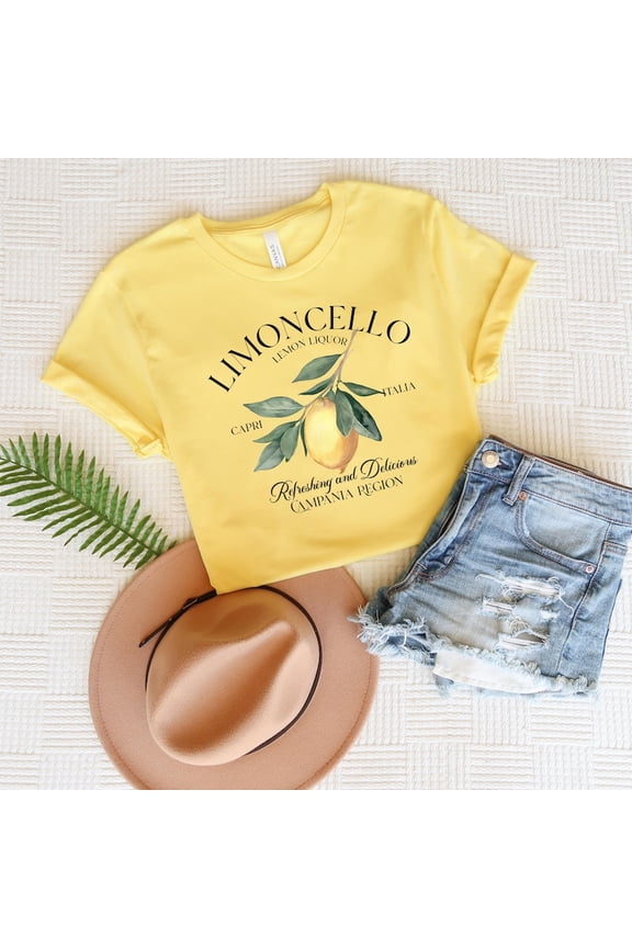Limoncello Tee, Refreshing Lemon Graphic Shirt, Italian Summer Tee-Shirt, Gift for Lemon Lovers, Italy Vacation T-Shirt, Cocktails Tee