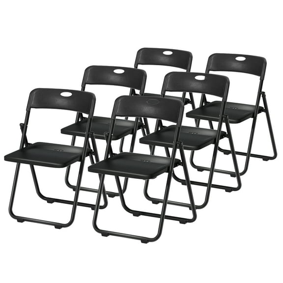 Limorve 6-Pack Foldable Plastic Chairs, Portable Backpack Design Indoor/Outdoor Event Seating, 250lbs Capacity Black one size
