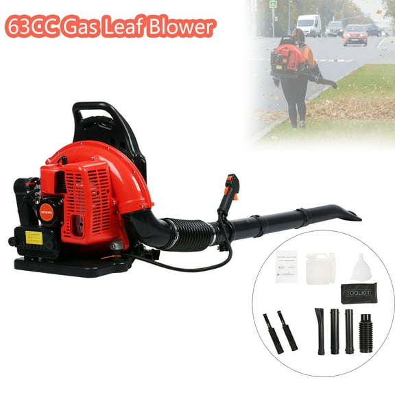 Limorve 63CC Gas Leaf Blower,2Stroke Backpack Gas Leaf Blower,1.7L Gas Tank 2800 RPM 3hp/2.3KW,Up to 665CFM Grass Lawn Blower,Snow Blower for Efficient Lawn & Debris Clearing Red