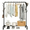 thumbnail image 1 of Limorve Metal Clothing Rack with Wheels, 43.3 Inches Rolling Clothes Garment Coat Rack with Bottom Shelf, Clothing Rack for Hanging Clothes, Coats, Skirts, Shirts, Sweaters, Black, 1 of 9
