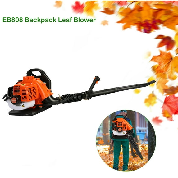 Limorve EB808 Backpack Leaf Blower, 2 Stroke Strong Wind Force ABS Backpack Snow Blower for Lawn Care, Patio, Sidewalk,Snow Blowing-Orange