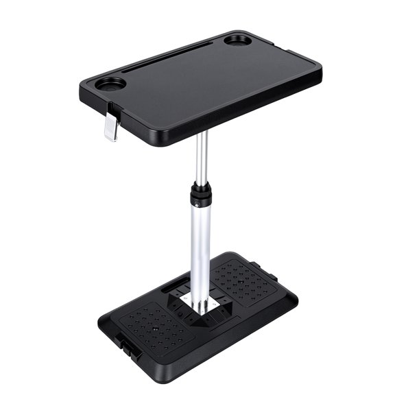 Limorve Foldable Iron Car Lift Desk, Rotatable Tabletop Height Adjustable 18.928.7 Inch Vehicle Table 10KG LoadBearing for SUV MPV RV Laptop Work Dining Snack Tray Road Trip Use