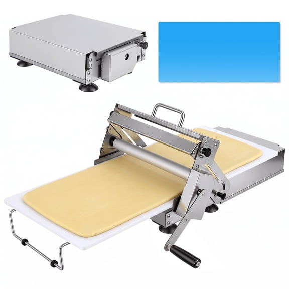 Limorve Manual Foldable Stainless Steel Dough Sheeter With Wide Boards, 55Level Adjustable Thickness Dough Rolling Machine for Home Kitchen & Commercial Bakery Pizza Pastry Croissant Making