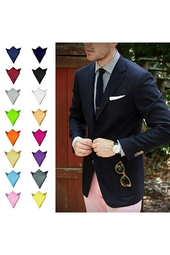 Pocket Square,Men's Satin Solid Plain Color Square for Wedding Party Wine Red