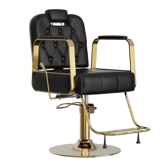Limthesky Barber Chair for Hair Stylist, Reclining Salon Chair with Headrest, Footrest, Adjustable Height Salon Spa Equipment for Barbershop,360° Swivel,Black
